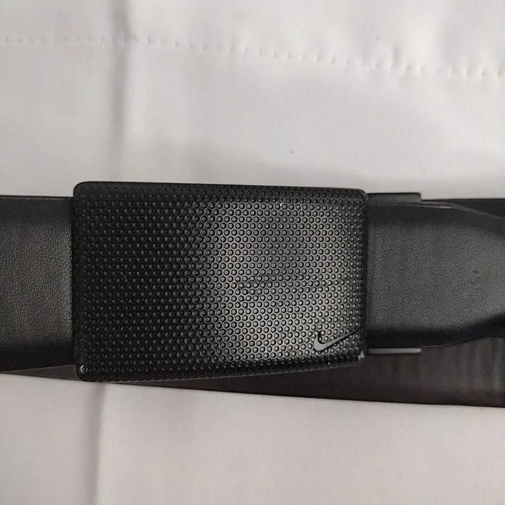 Nike Belt Mens Small Black Synthetic Leather Golf Adjustable Buckle Logo